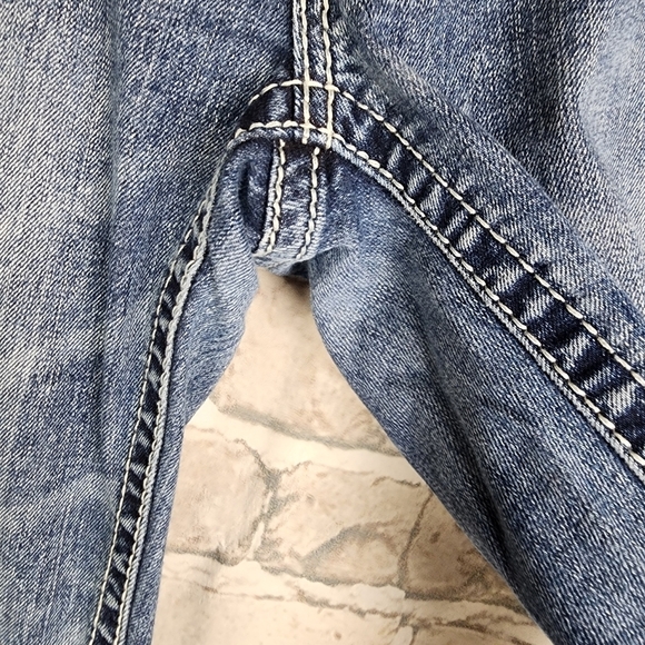 Miss Me Mini Flower Mid Rise Bootcut  Jeans Rhinestone Embellished Blue 30 x 32 - Picture 13 of 16